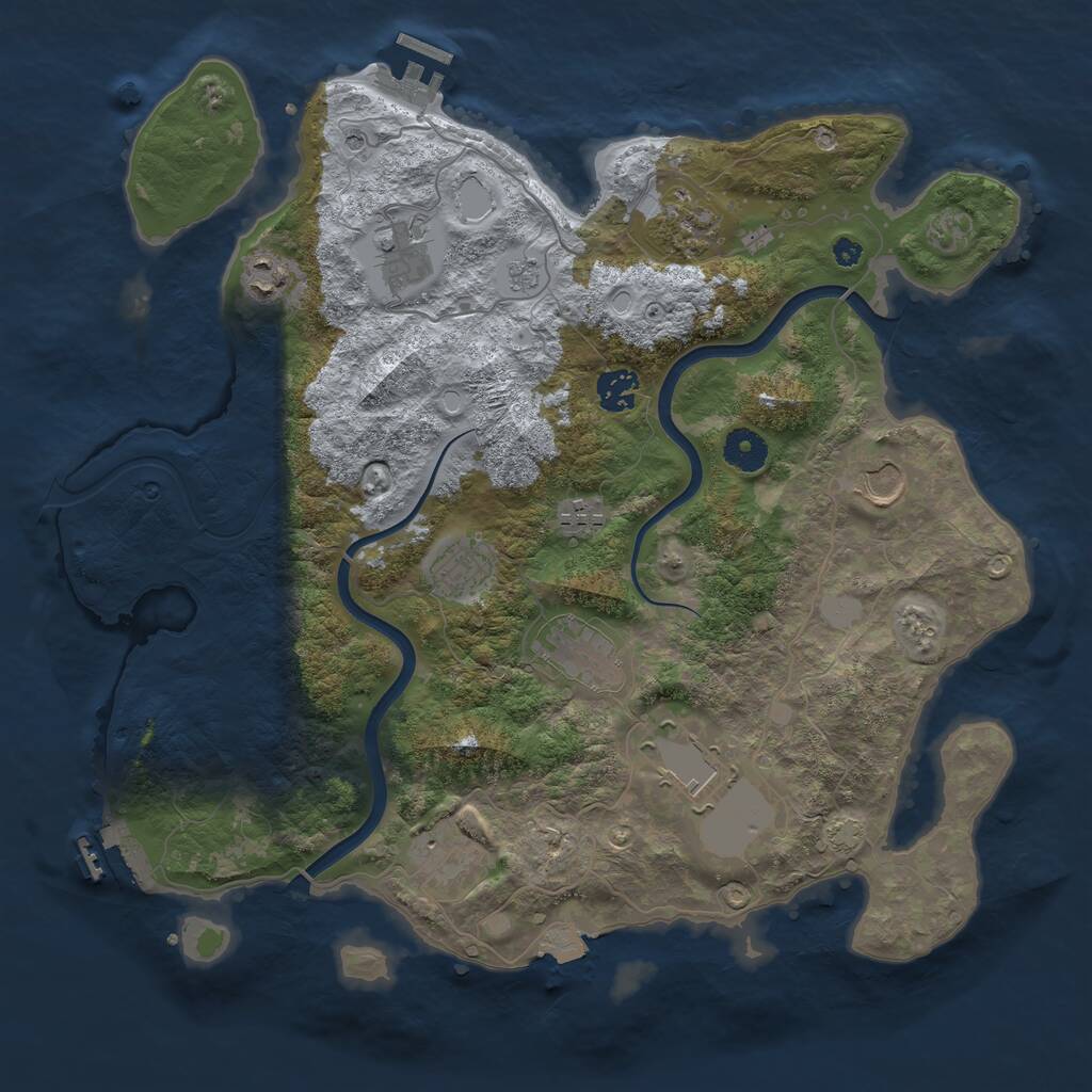 Rust Map: Procedural Map, Size: 3800, Seed: 64456215, 16 Monuments