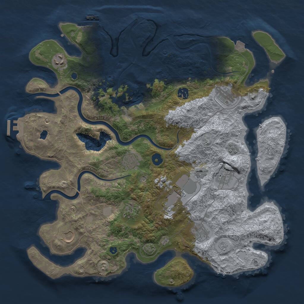 Rust Map: Procedural Map, Size: 4000, Seed: 82310, 16 Monuments