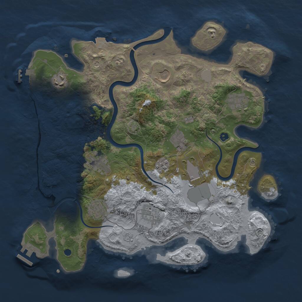 Rust Map: Procedural Map, Size: 3500, Seed: 48467046, 15 Monuments