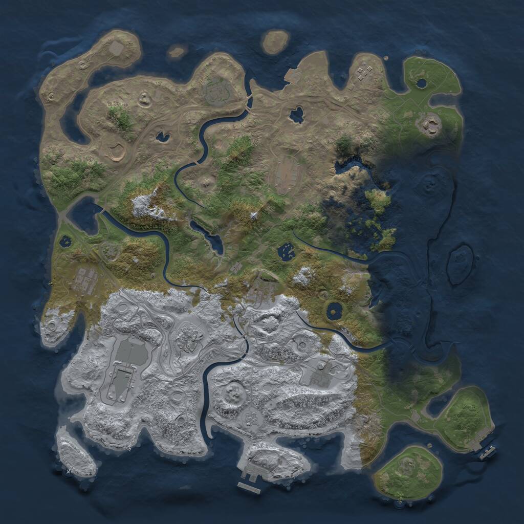 Rust Map: Procedural Map, Size: 4500, Seed: 854391241, 17 Monuments