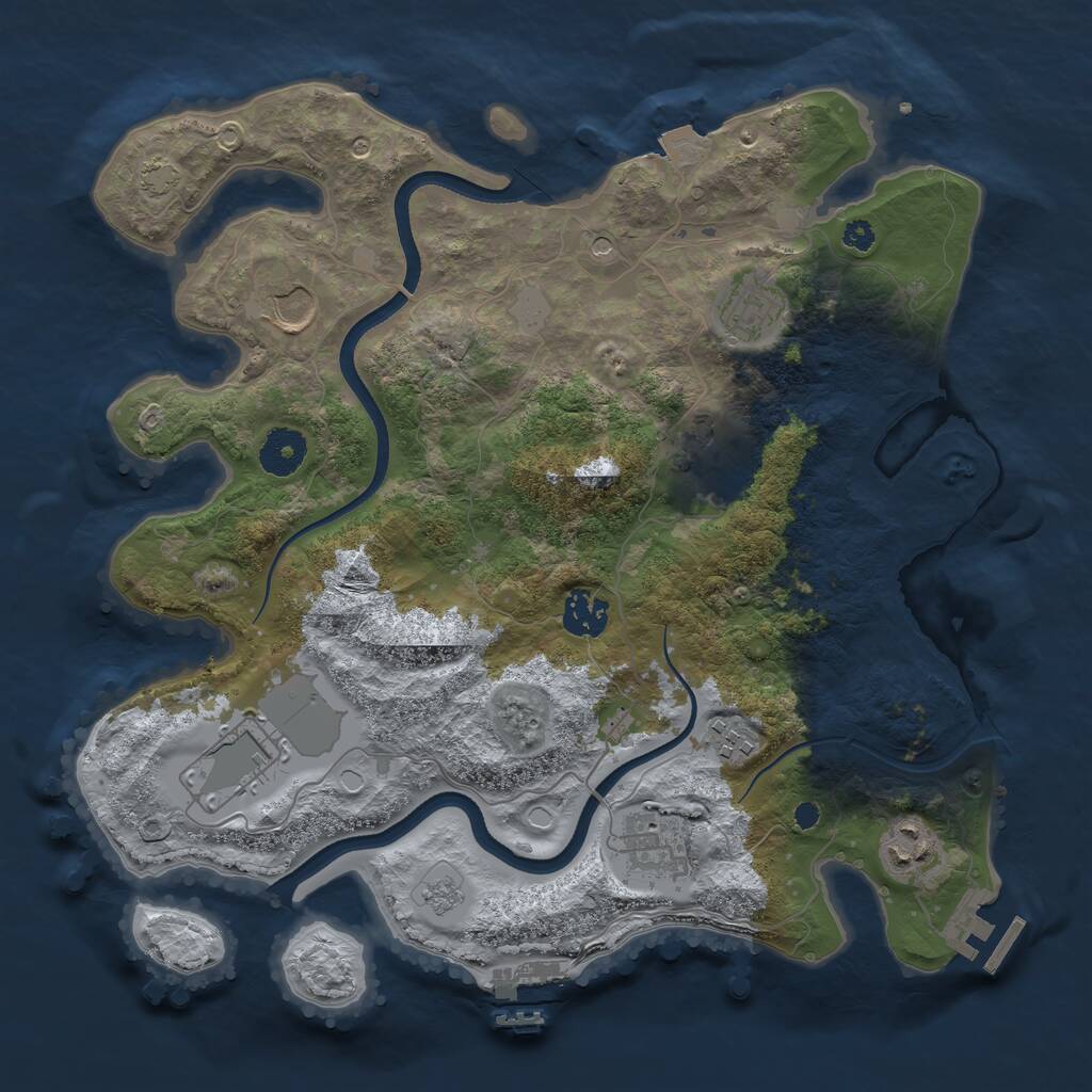 Rust Map: Procedural Map, Size: 3500, Seed: 6666667, 14 Monuments