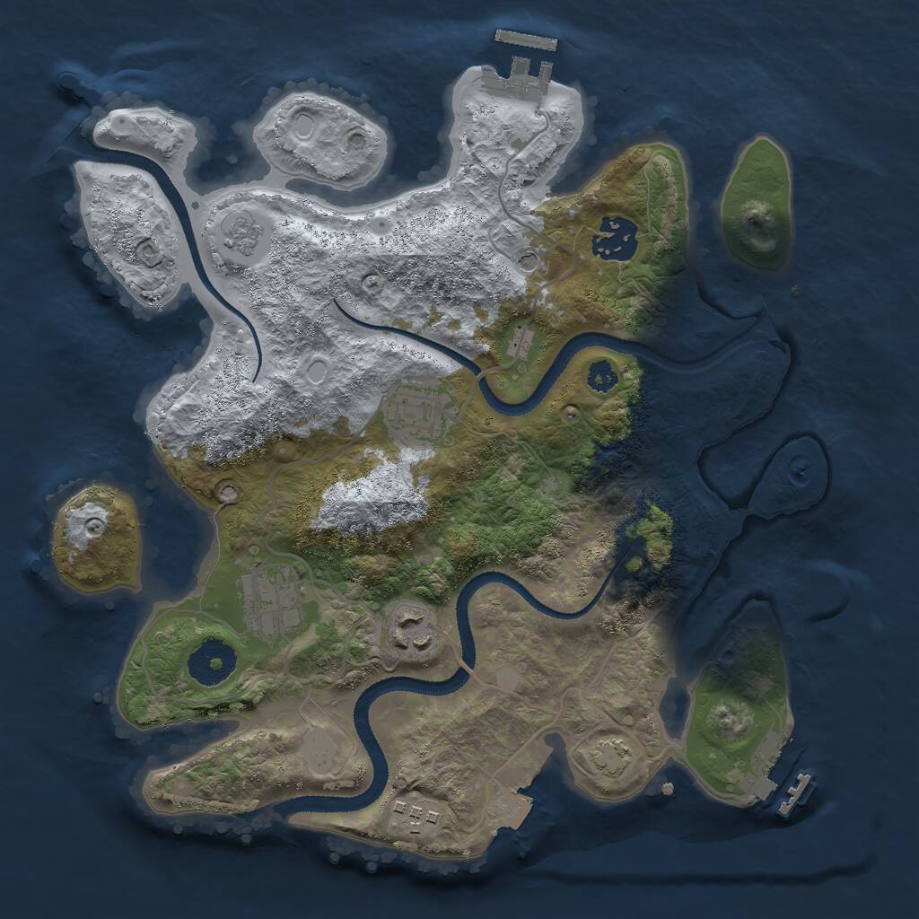 Rust Map: Procedural Map, Size: 3000, Seed: 36585, 11 Monuments