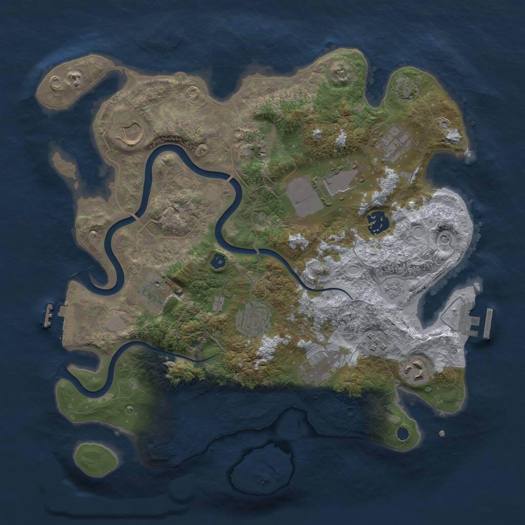 Rust Map: Procedural Map, Size: 3500, Seed: 64373556, 16 Monuments