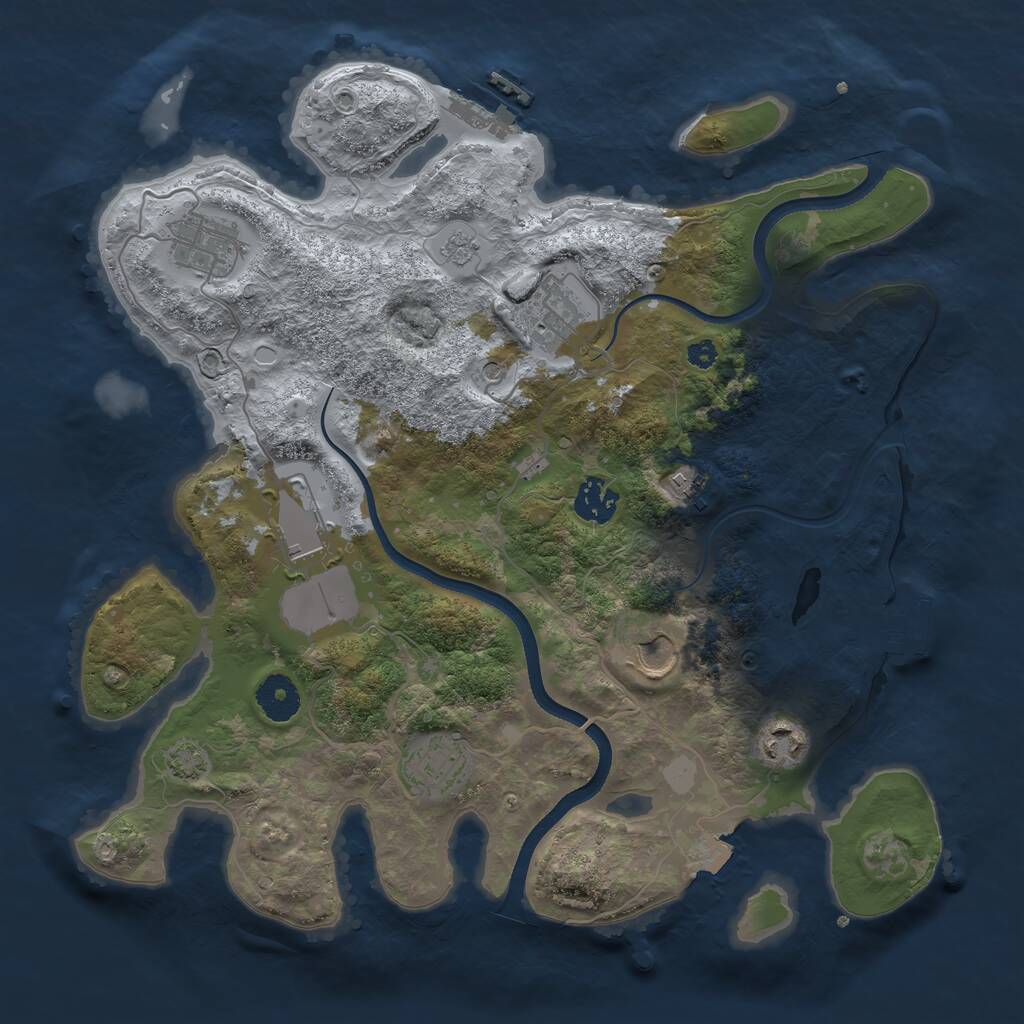 Rust Map: Procedural Map, Size: 3500, Seed: 86945, 14 Monuments