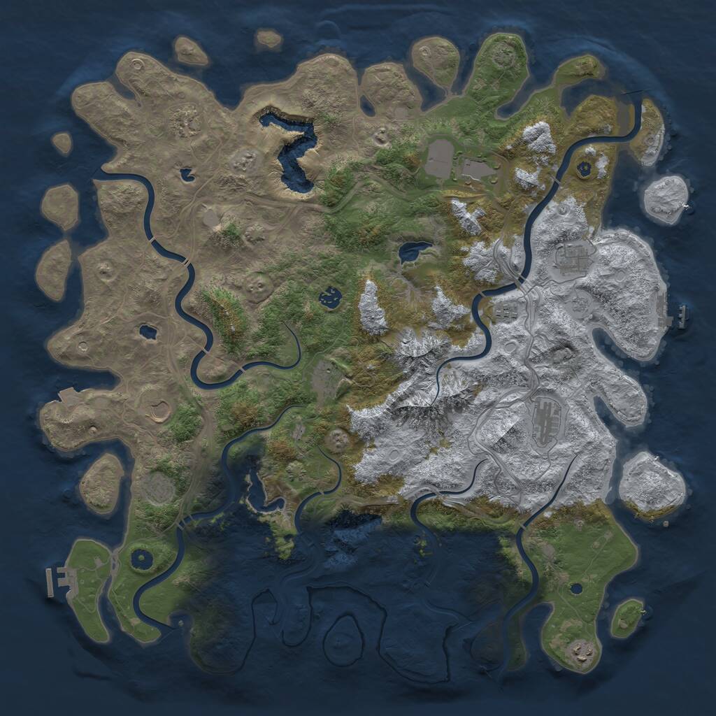 Rust Map: Procedural Map, Size: 5000, Seed: 48251, 16 Monuments
