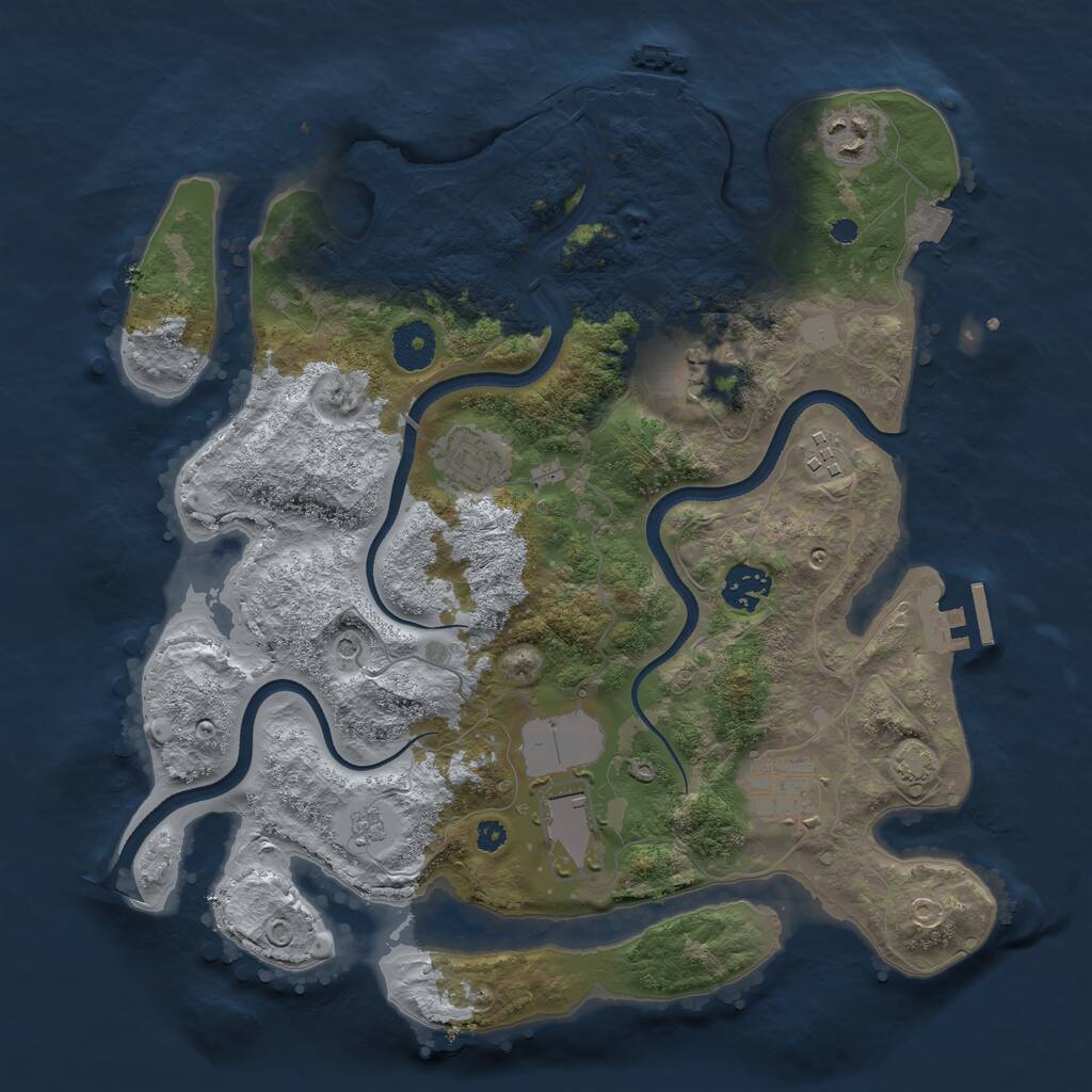 Rust Map: Procedural Map, Size: 3500, Seed: 1549397540, 13 Monuments