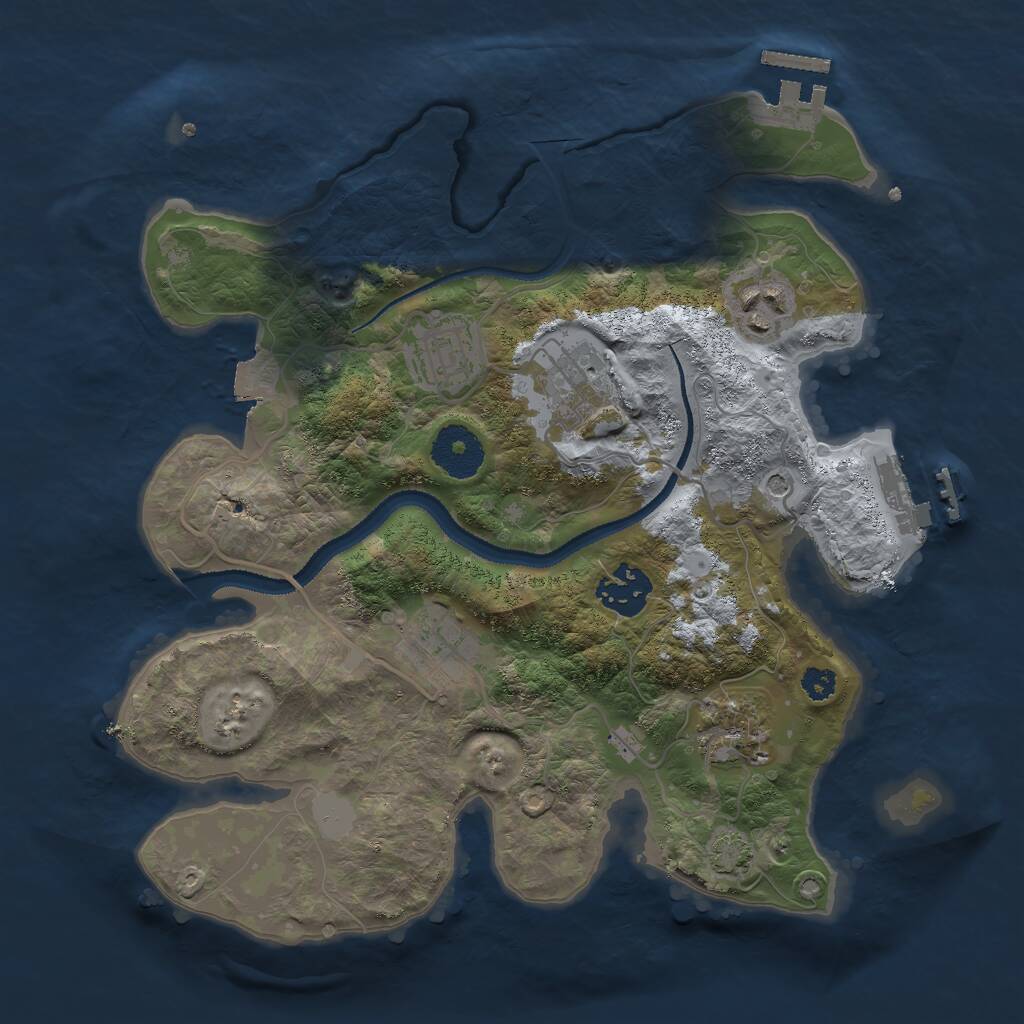 Rust Map: Procedural Map, Size: 3000, Seed: 38521, 11 Monuments