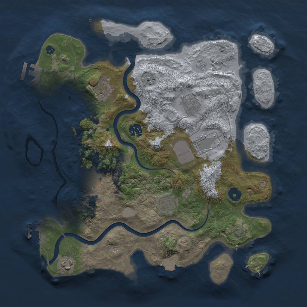 Rust Map: Procedural Map, Size: 3500, Seed: 1939756183, 14 Monuments