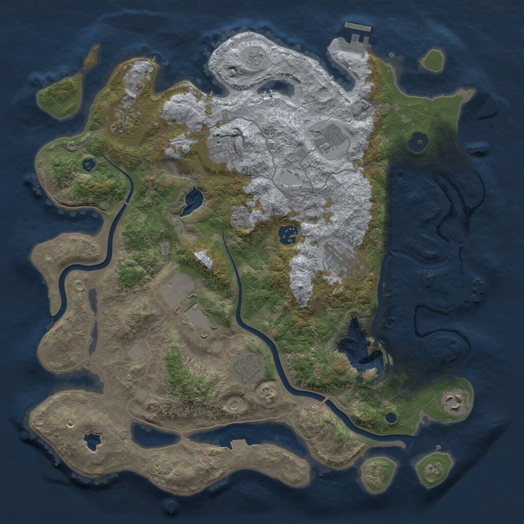 Rust Map: Procedural Map, Size: 4000, Seed: 1199265184, 15 Monuments