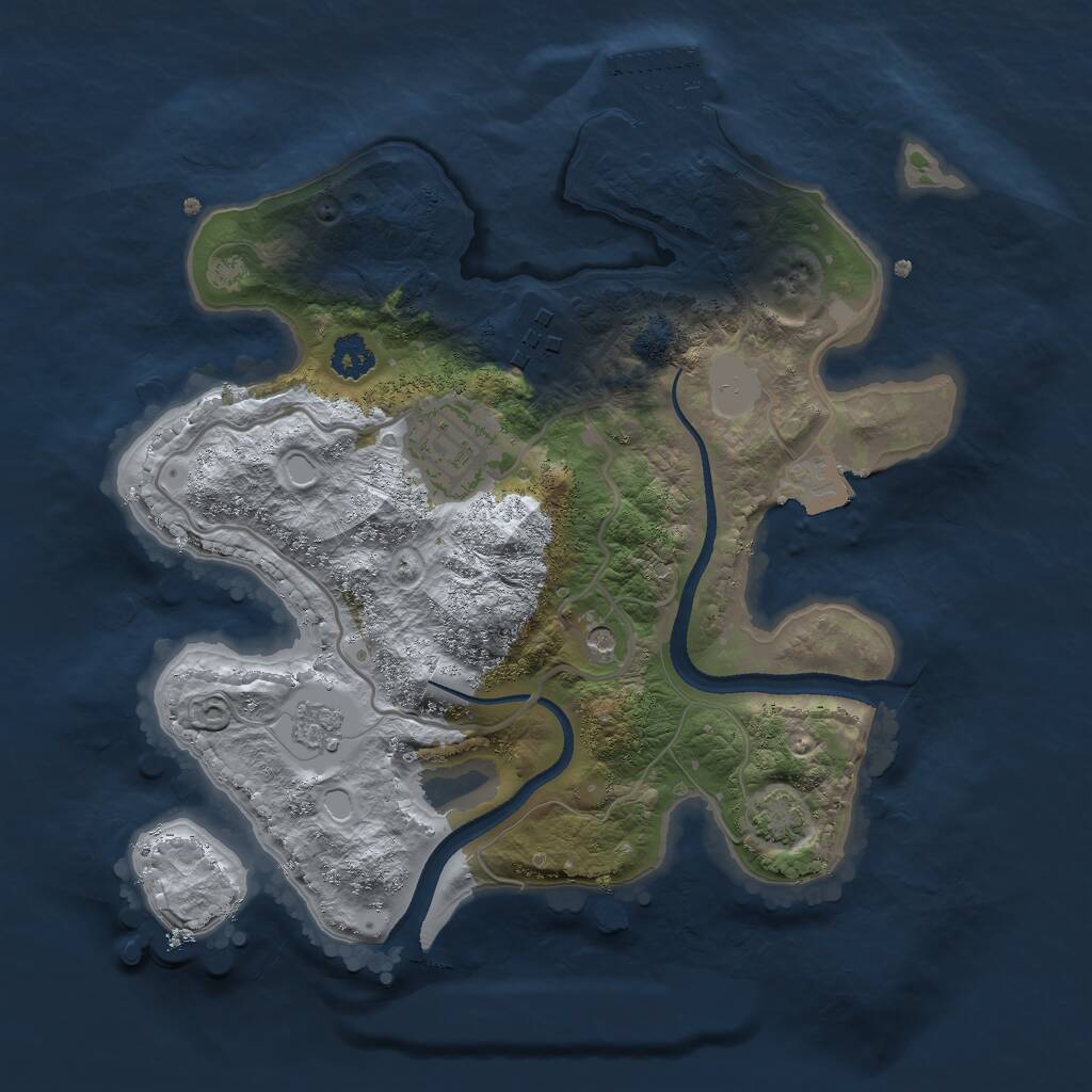 Rust Map: Procedural Map, Size: 2500, Seed: 500666, 7 Monuments