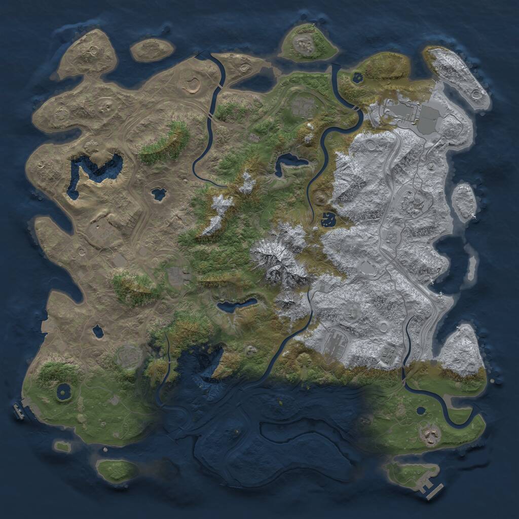 Rust Map: Procedural Map, Size: 5000, Seed: 123443, 17 Monuments