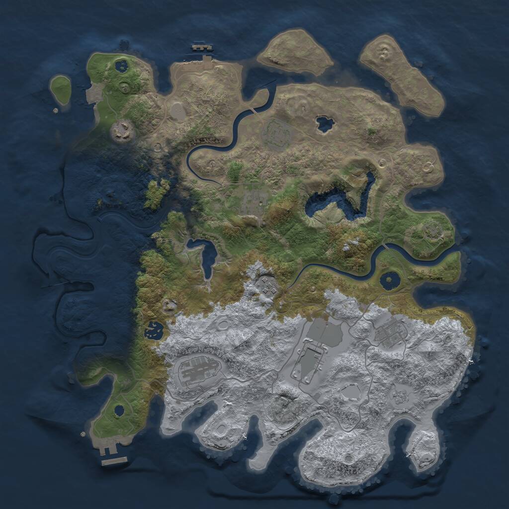 Rust Map: Procedural Map, Size: 4000, Seed: 542428920, 14 Monuments
