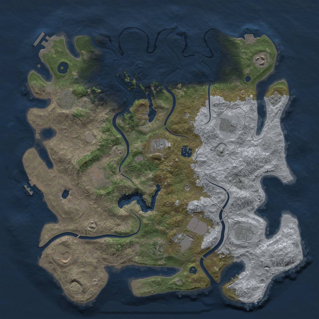 Rust Map: Procedural Map, Size: 4200, Seed: 1231731339, 17 Monuments