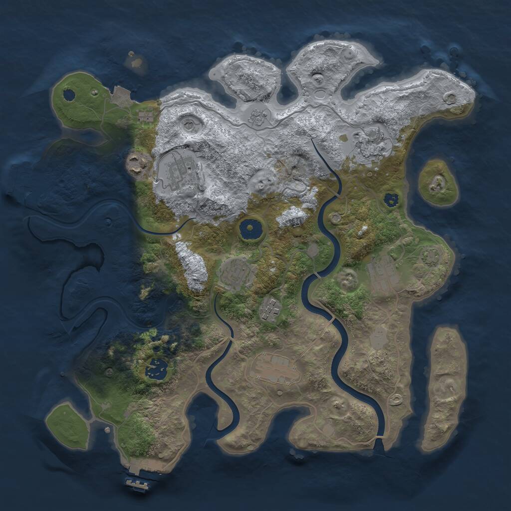 Rust Map: Procedural Map, Size: 3490, Seed: 1, 14 Monuments