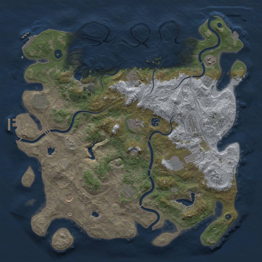 Rust Map: Procedural Map, Size: 4500, Seed: 43453, 17 Monuments