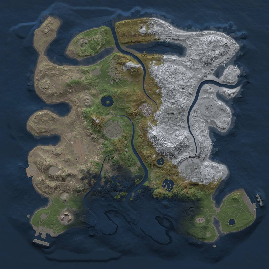 Rust Map: Procedural Map, Size: 3375, Seed: 43558912, 13 Monuments