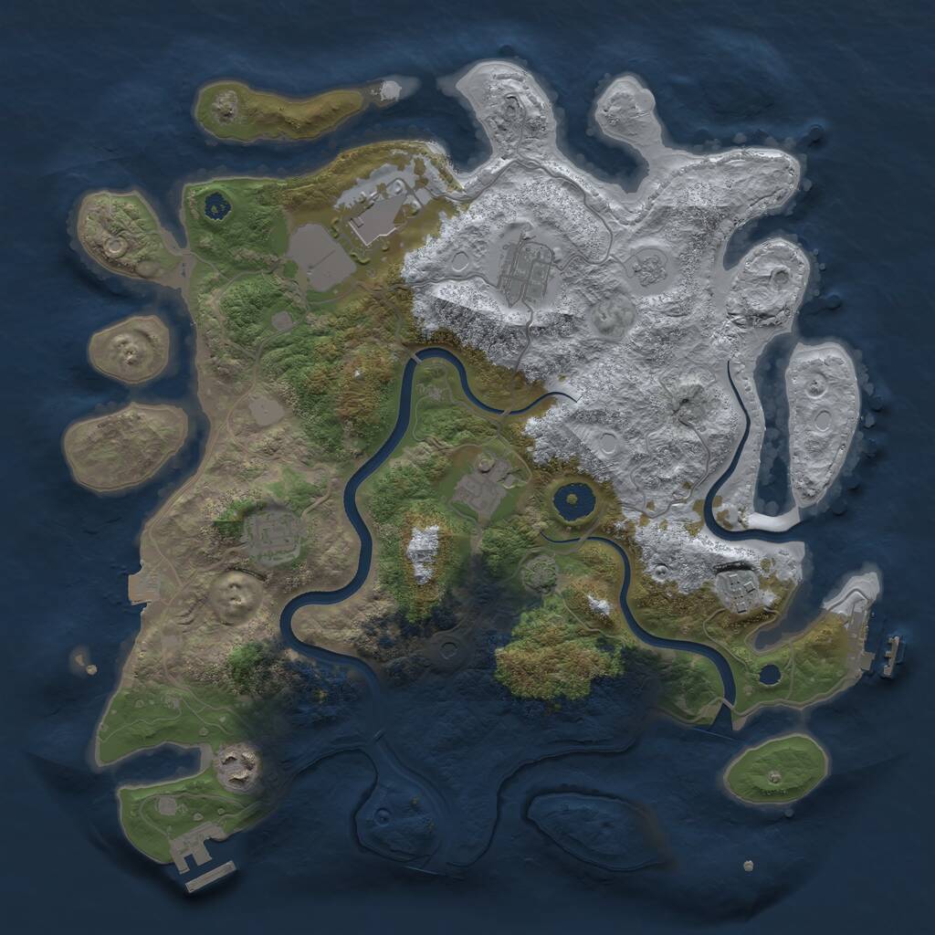 Rust Map: Procedural Map, Size: 3600, Seed: 1938984111, 12 Monuments