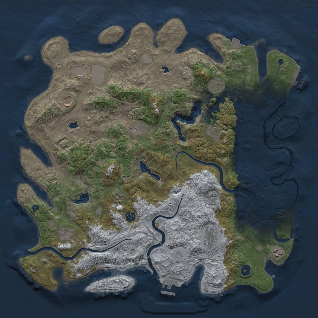 Rust Map: Procedural Map, Size: 4600, Seed: 980712611, 17 Monuments