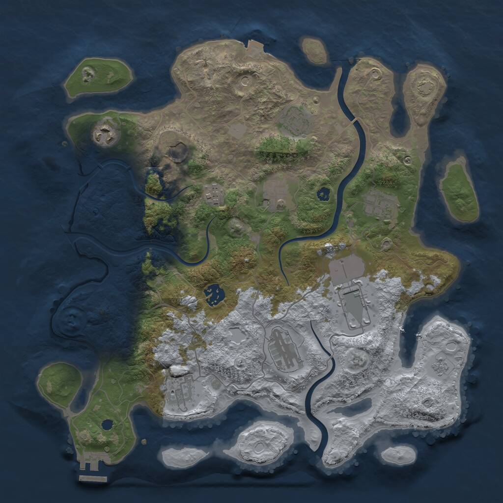Rust Map: Procedural Map, Size: 3650, Seed: 463595664, 15 Monuments