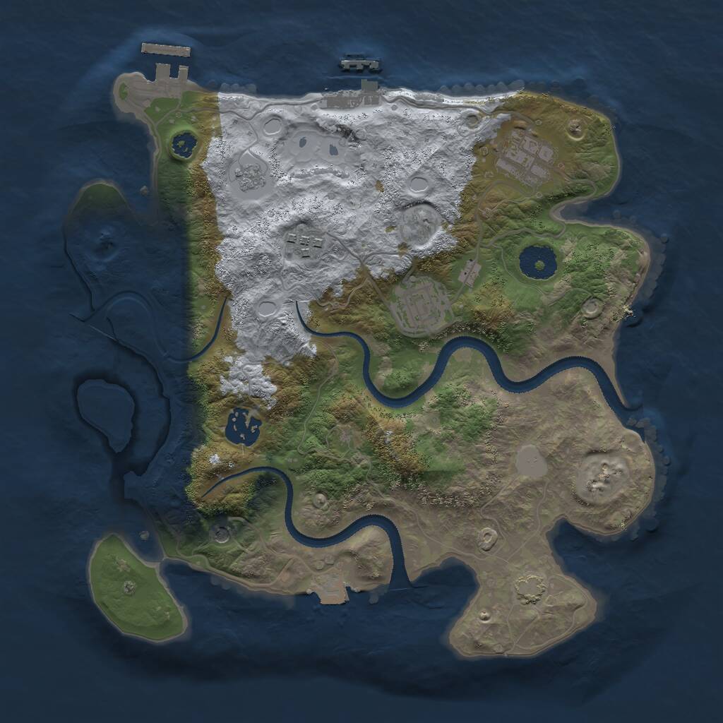 Rust Map: Procedural Map, Size: 3000, Seed: 29999, 10 Monuments