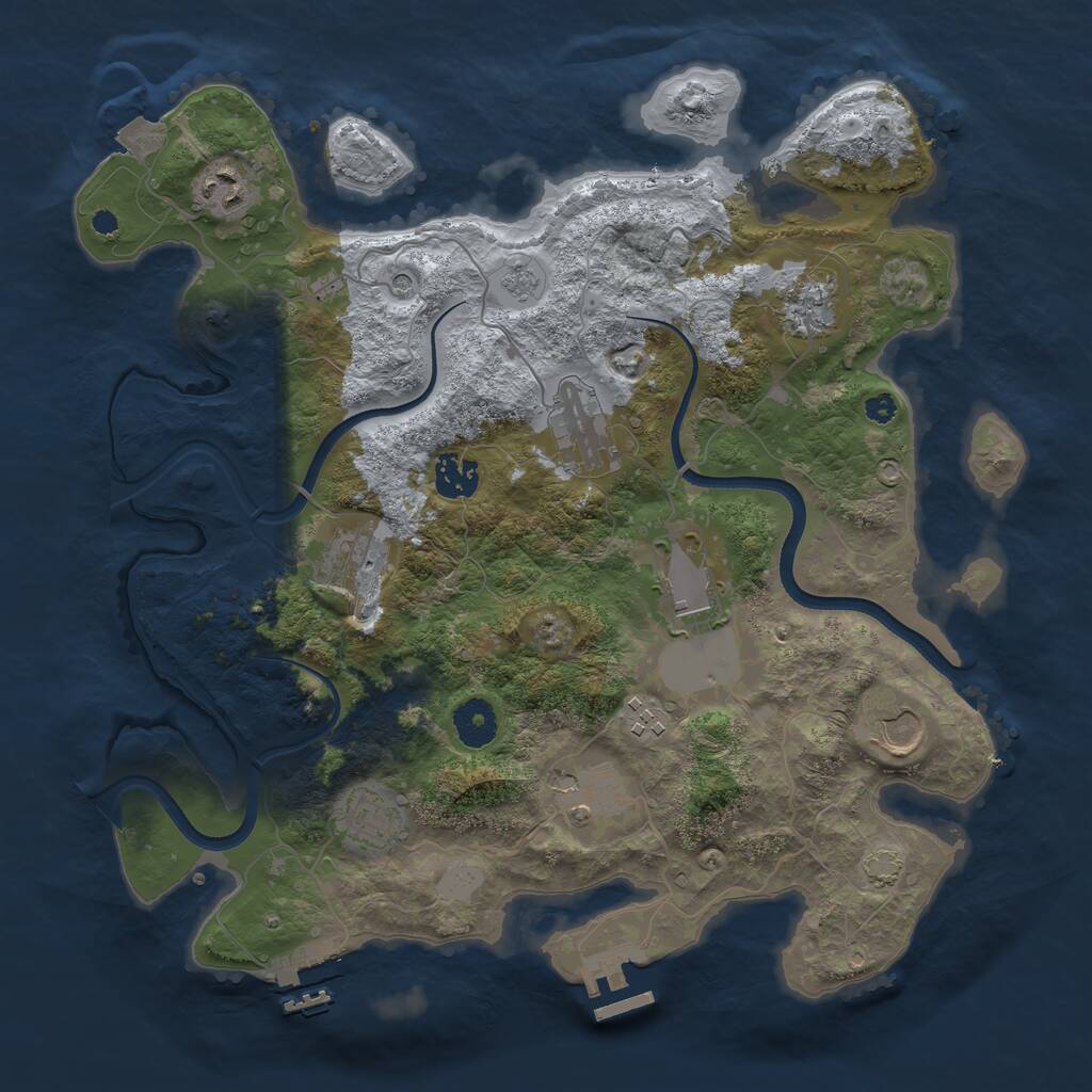 Rust Map: Procedural Map, Size: 3600, Seed: 209736, 16 Monuments