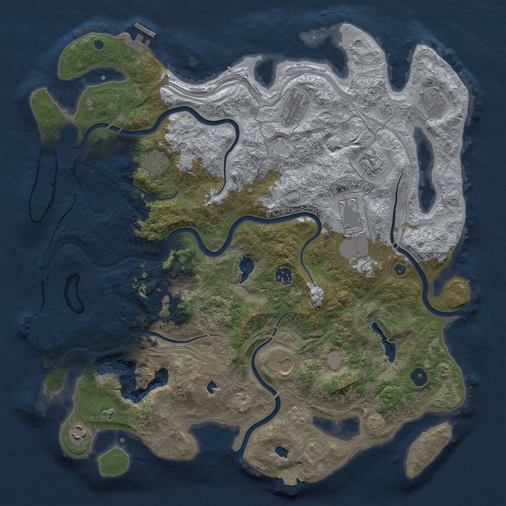 Rust Map: Procedural Map, Size: 4500, Seed: 520461259, 16 Monuments