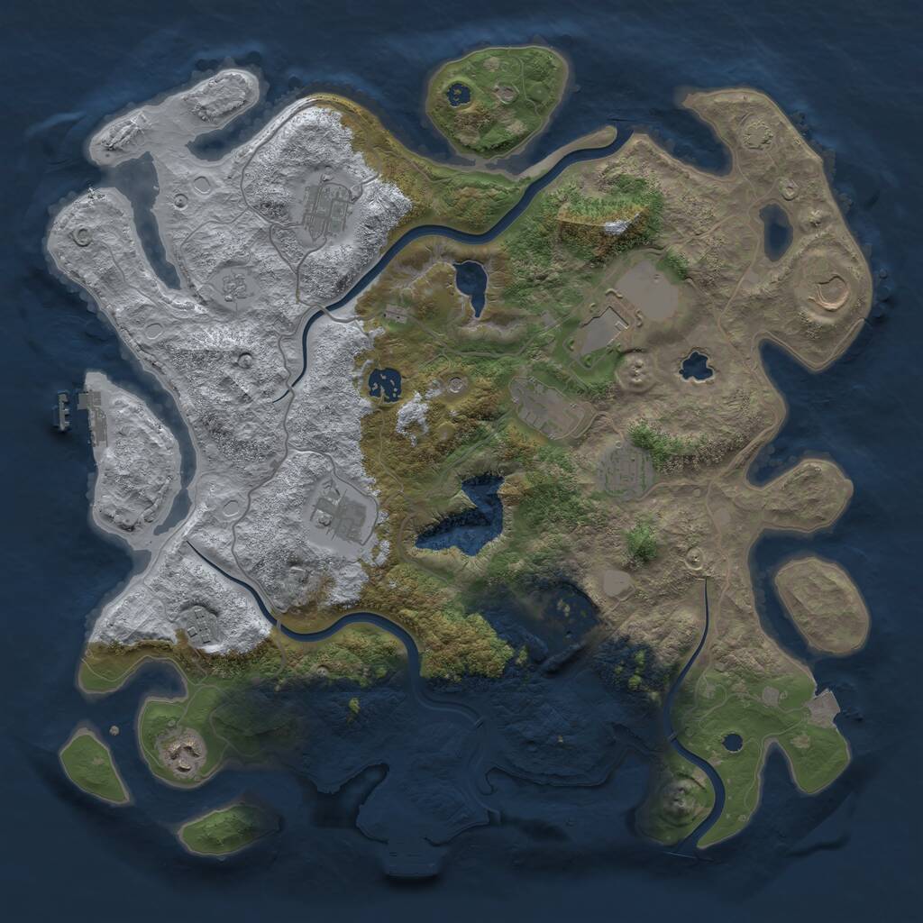 Rust Map: Procedural Map, Size: 4000, Seed: 1500316674, 16 Monuments