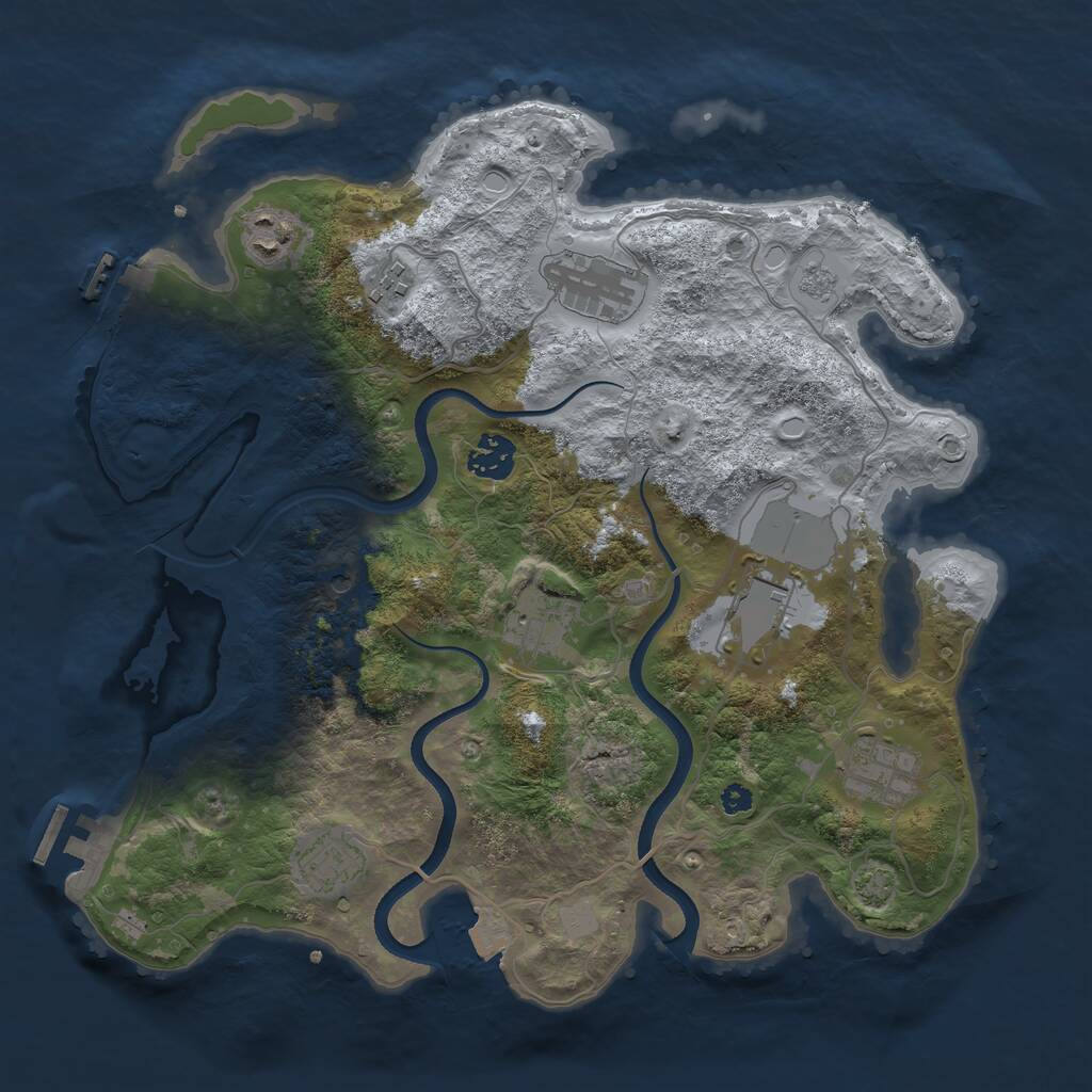 Rust Map: Procedural Map, Size: 3500, Seed: 491580491, 14 Monuments