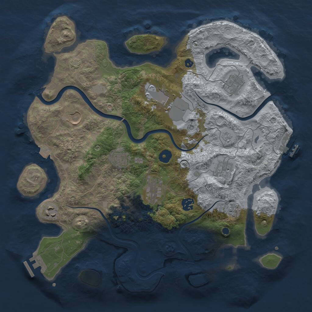 Rust Map: Procedural Map, Size: 3650, Seed: 2121454029, 15 Monuments