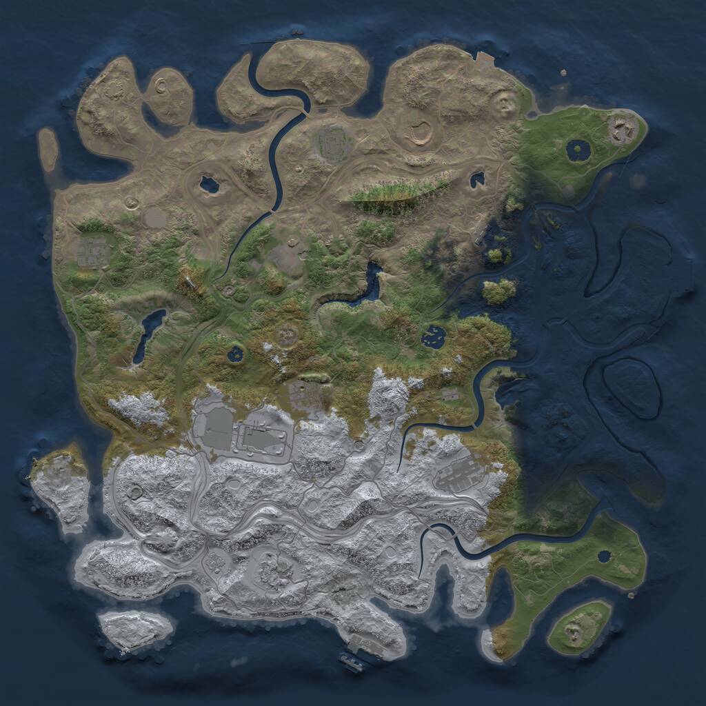 Rust Map: Procedural Map, Size: 4500, Seed: 3944521, 17 Monuments