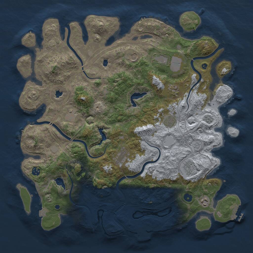 Rust Map: Procedural Map, Size: 4500, Seed: 1237309270, 16 Monuments