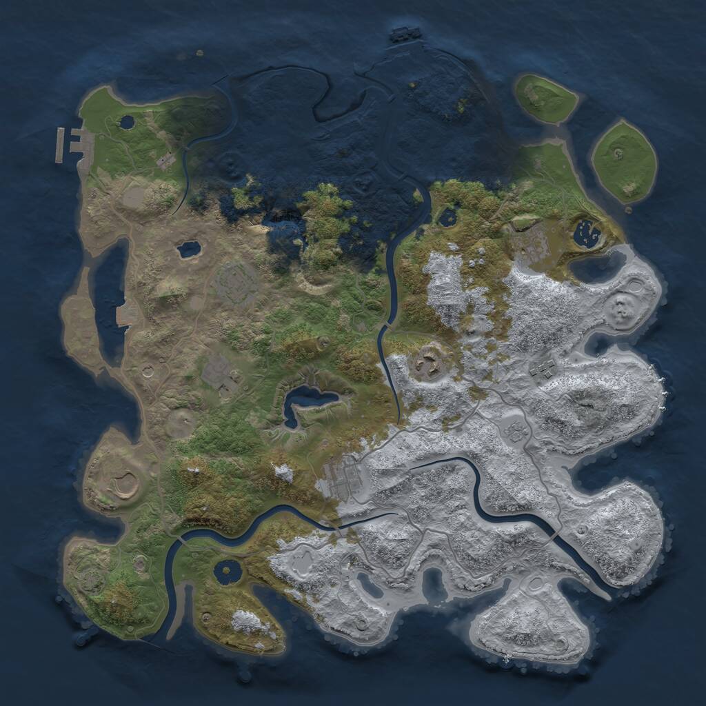 Rust Map: Procedural Map, Size: 4000, Seed: 929304192, 14 Monuments