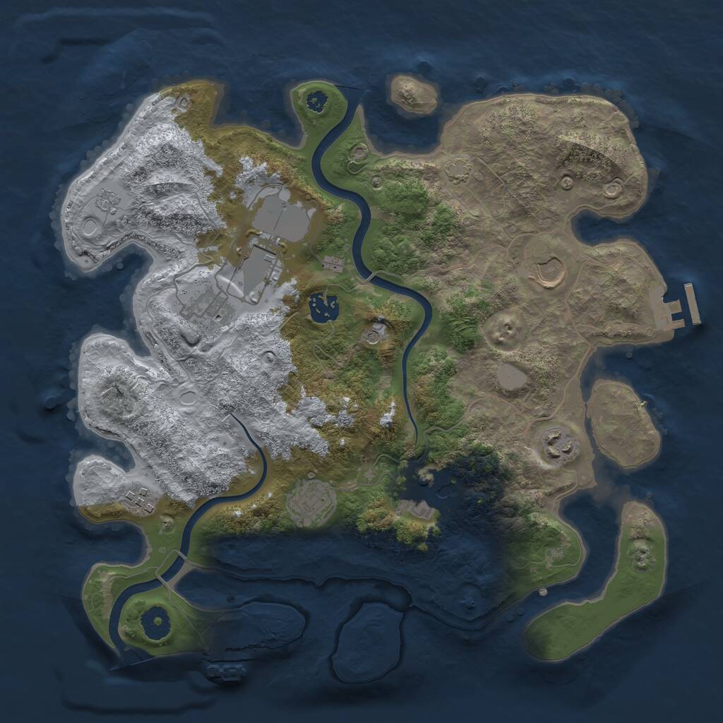 Rust Map: Procedural Map, Size: 3500, Seed: 75440346, 14 Monuments