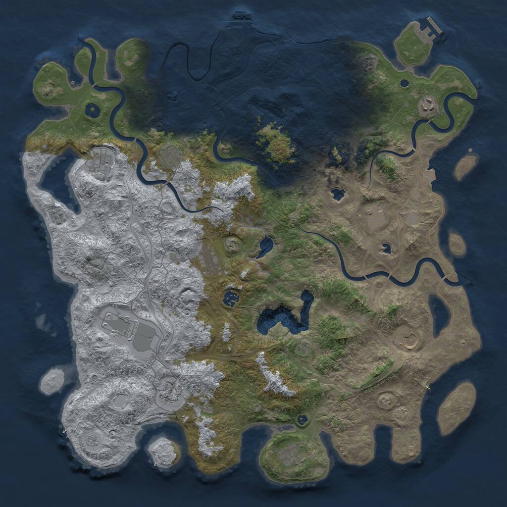 Rust Map: Procedural Map, Size: 4996, Seed: 100, 17 Monuments
