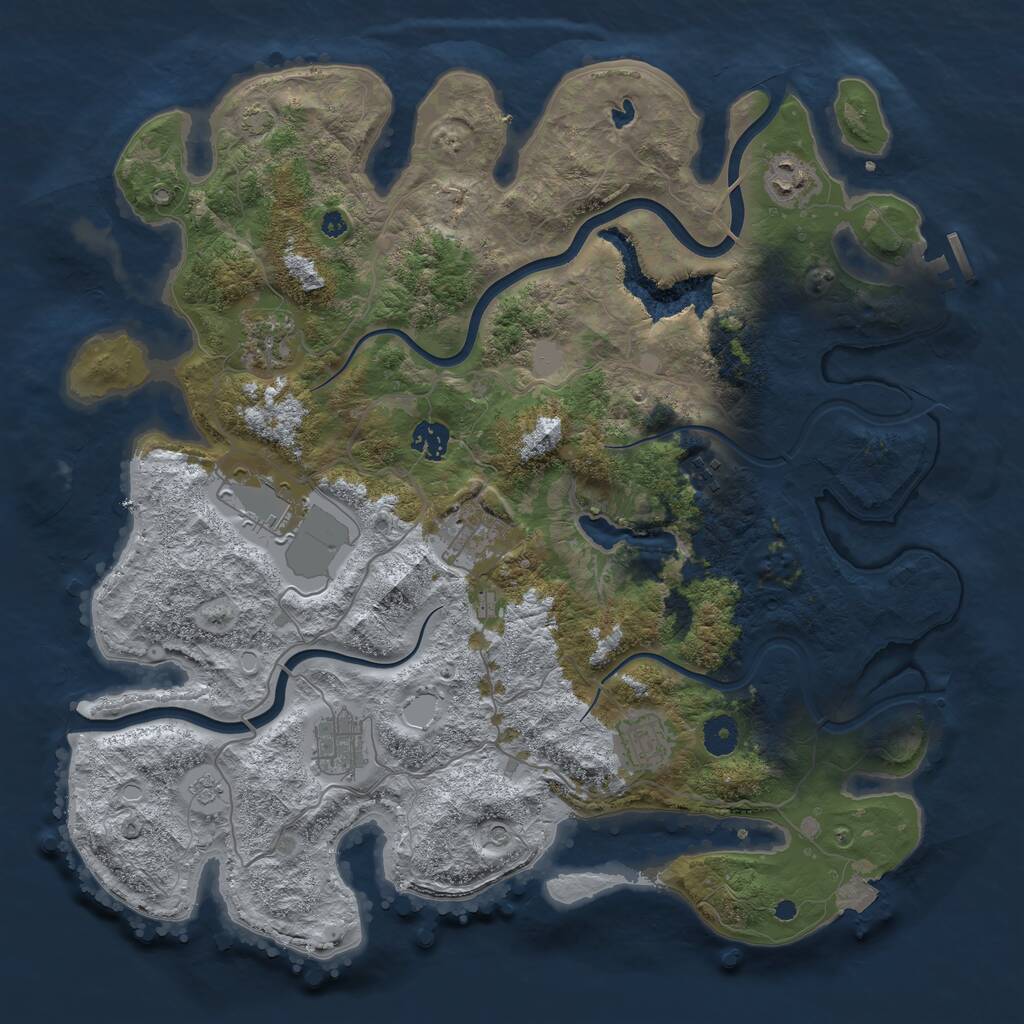 Rust Map: Procedural Map, Size: 4000, Seed: 2578, 13 Monuments