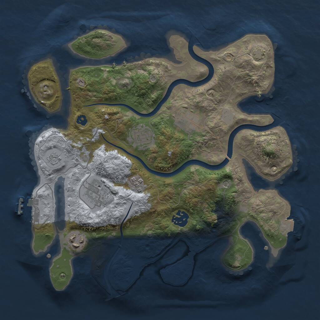 Rust Map: Procedural Map, Size: 3000, Seed: 18555, 11 Monuments