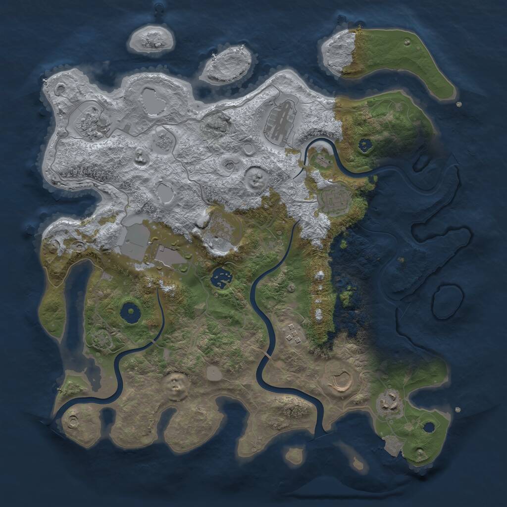 Rust Map: Procedural Map, Size: 3750, Seed: 525232153, 13 Monuments