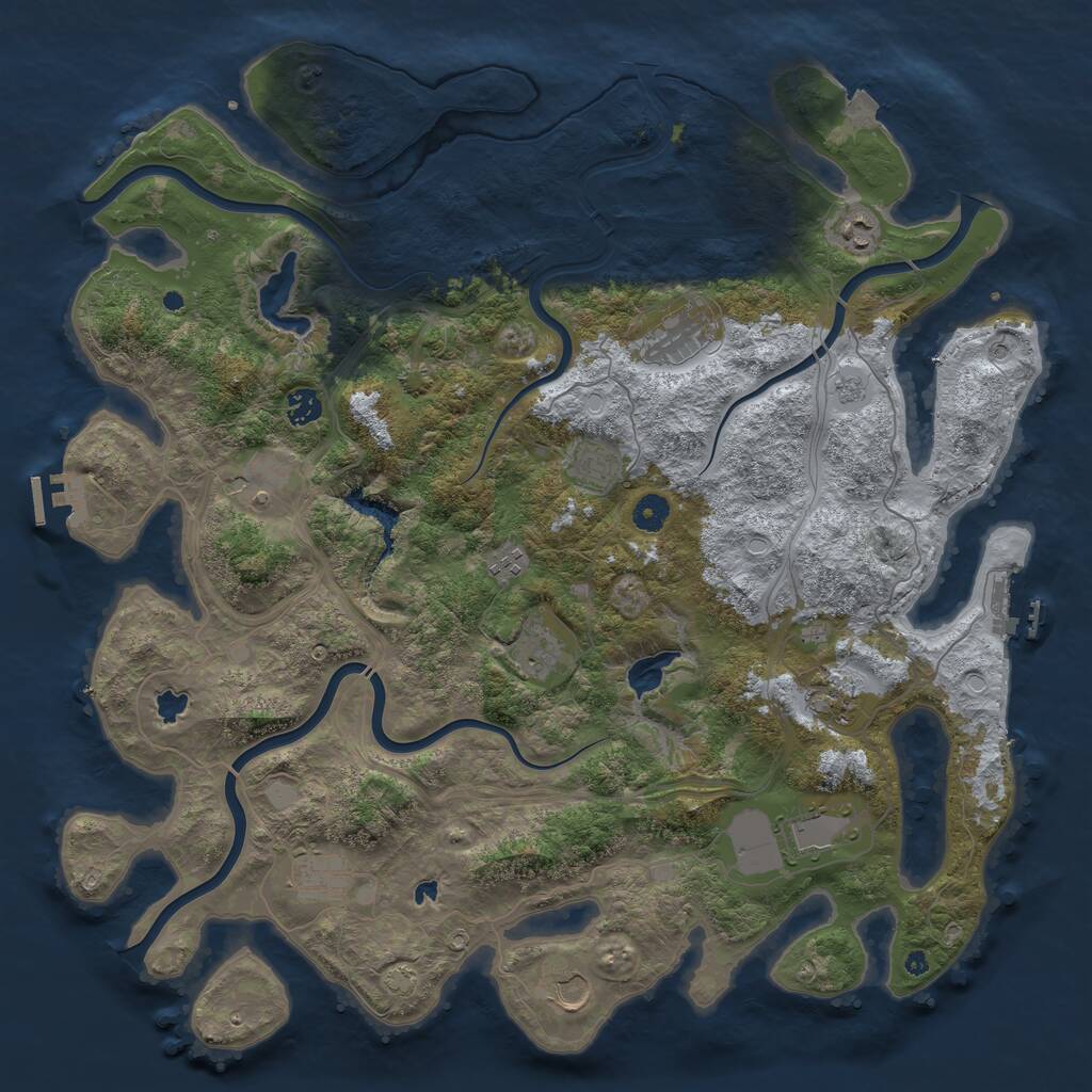 Rust Map: Procedural Map, Size: 4500, Seed: 1066480735, 17 Monuments