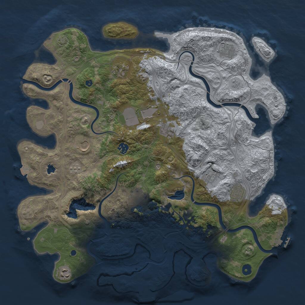 Rust Map: Procedural Map, Size: 4350, Seed: 611146446, 17 Monuments