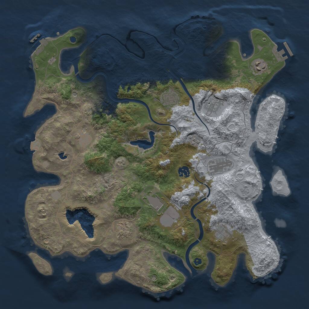 Rust Map: Procedural Map, Size: 4000, Seed: 14670, 16 Monuments