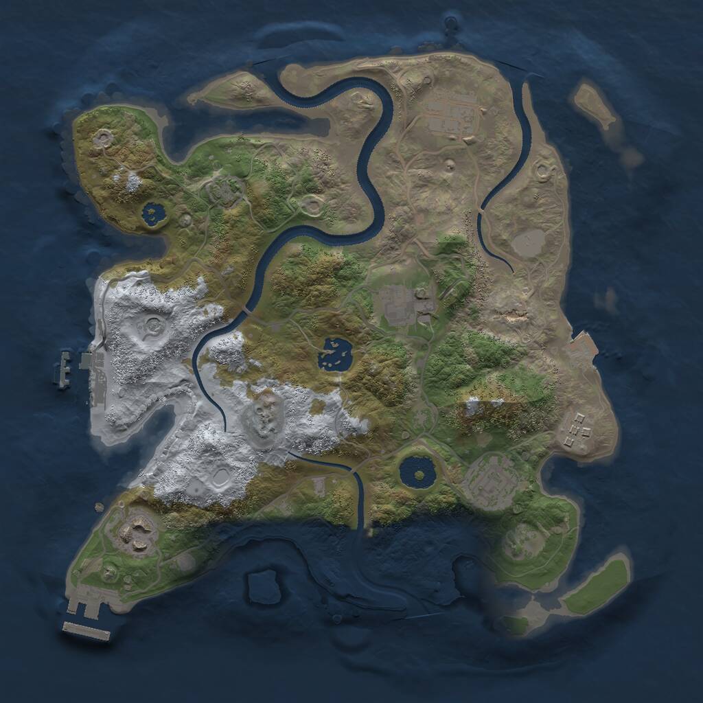 Rust Map: Procedural Map, Size: 3000, Seed: 40051, 11 Monuments