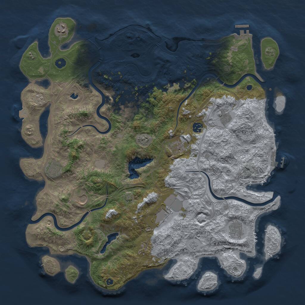 Rust Map: Procedural Map, Size: 4500, Seed: 961943986, 17 Monuments