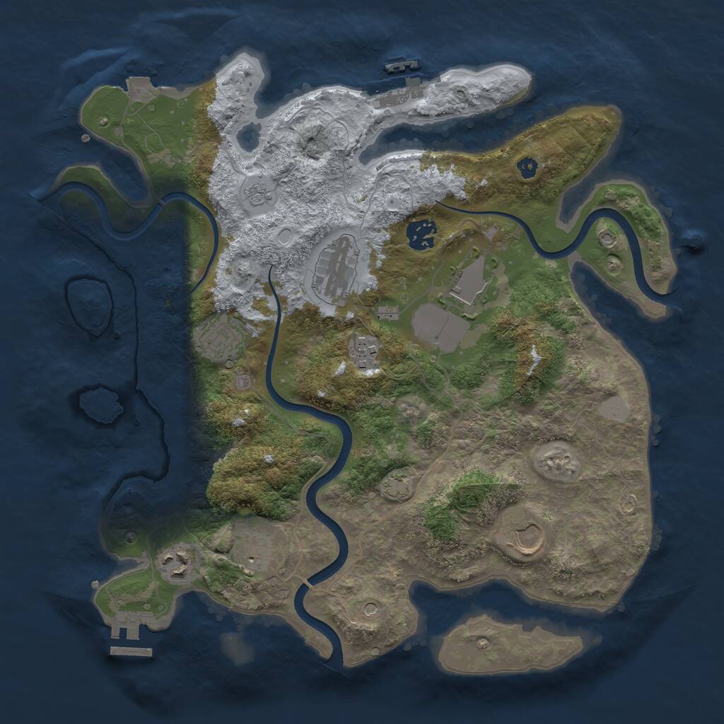 Rust Map: Procedural Map, Size: 3500, Seed: 986651884, 14 Monuments