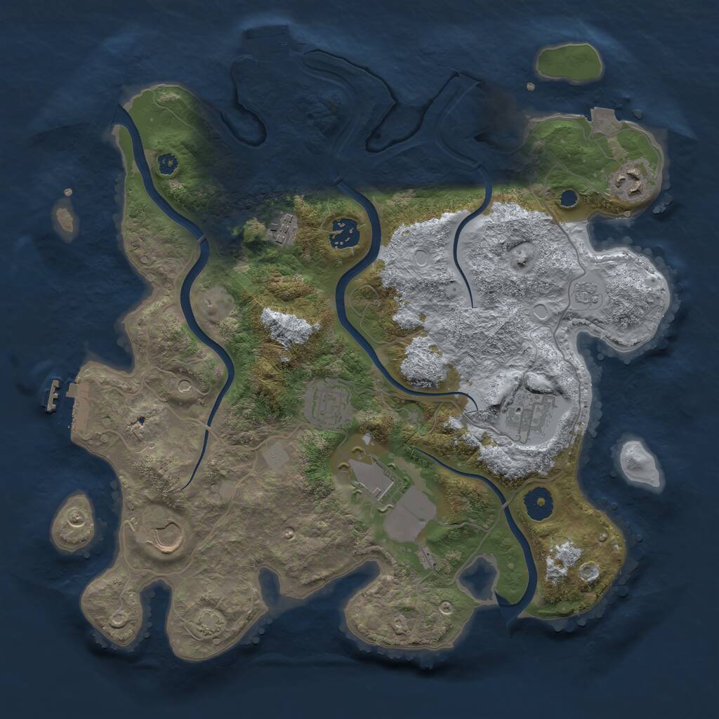 Rust Map: Procedural Map, Size: 3500, Seed: 5556663, 13 Monuments