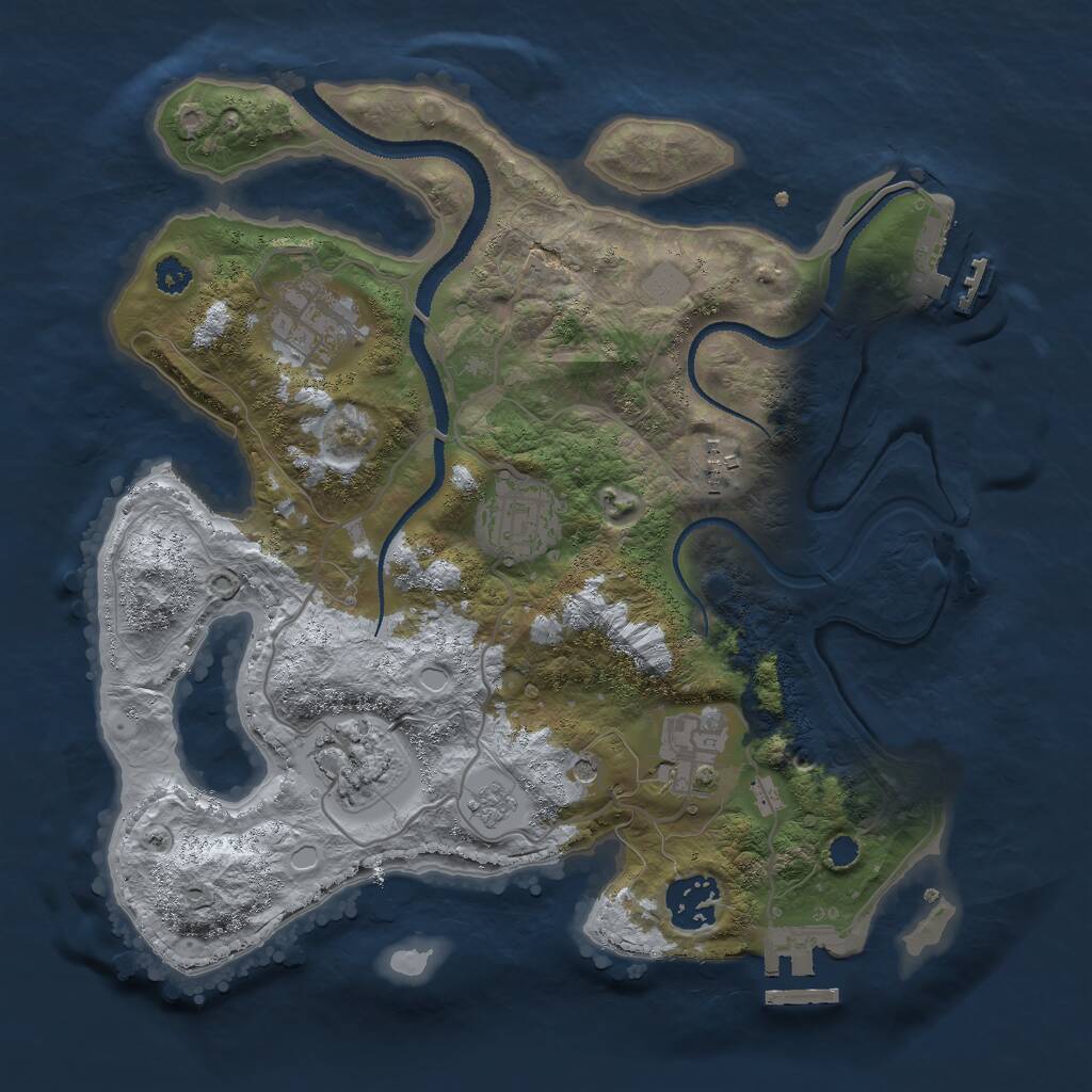 Rust Map: Procedural Map, Size: 3000, Seed: 770379675, 11 Monuments
