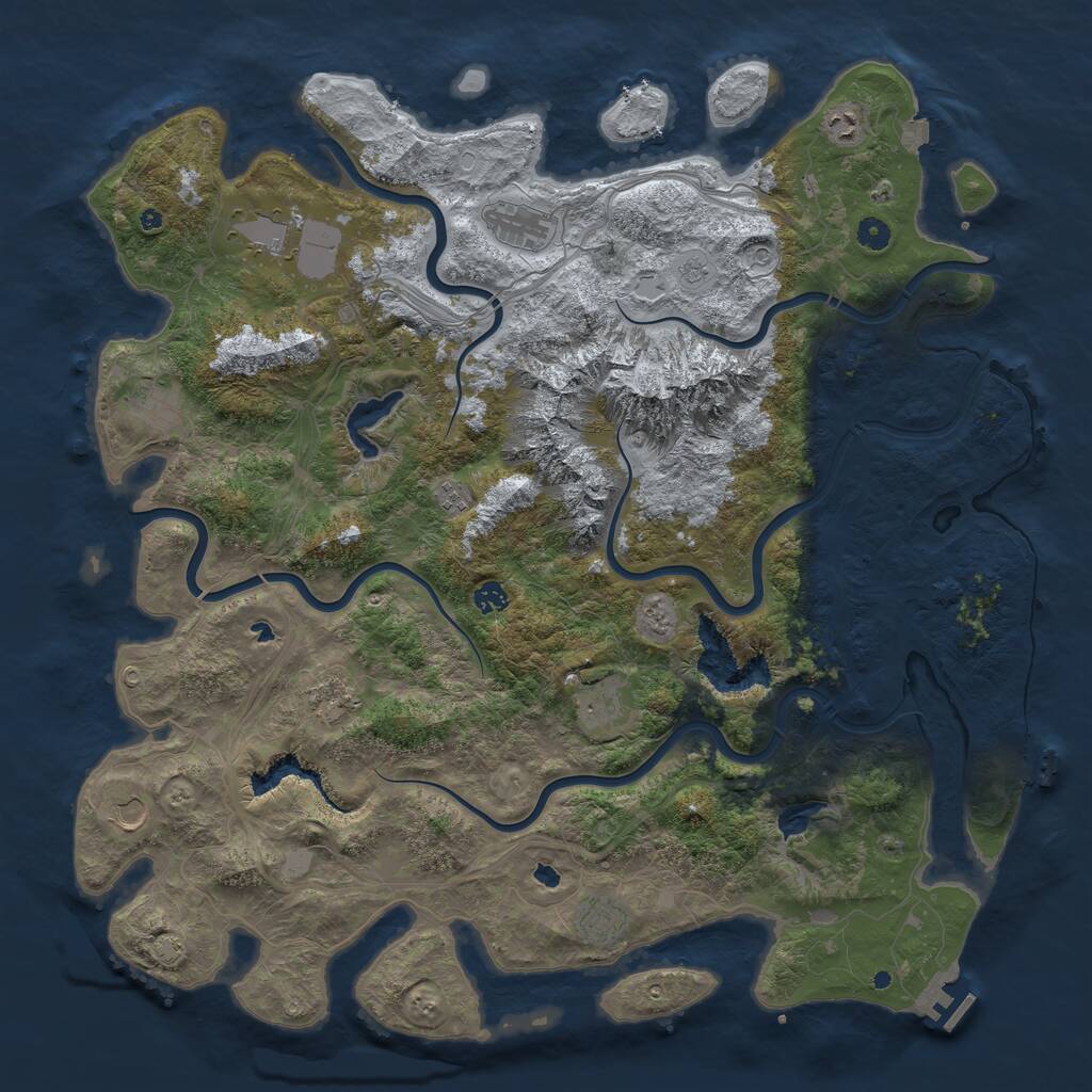 Rust Map: Procedural Map, Size: 5000, Seed: 1231, 16 Monuments