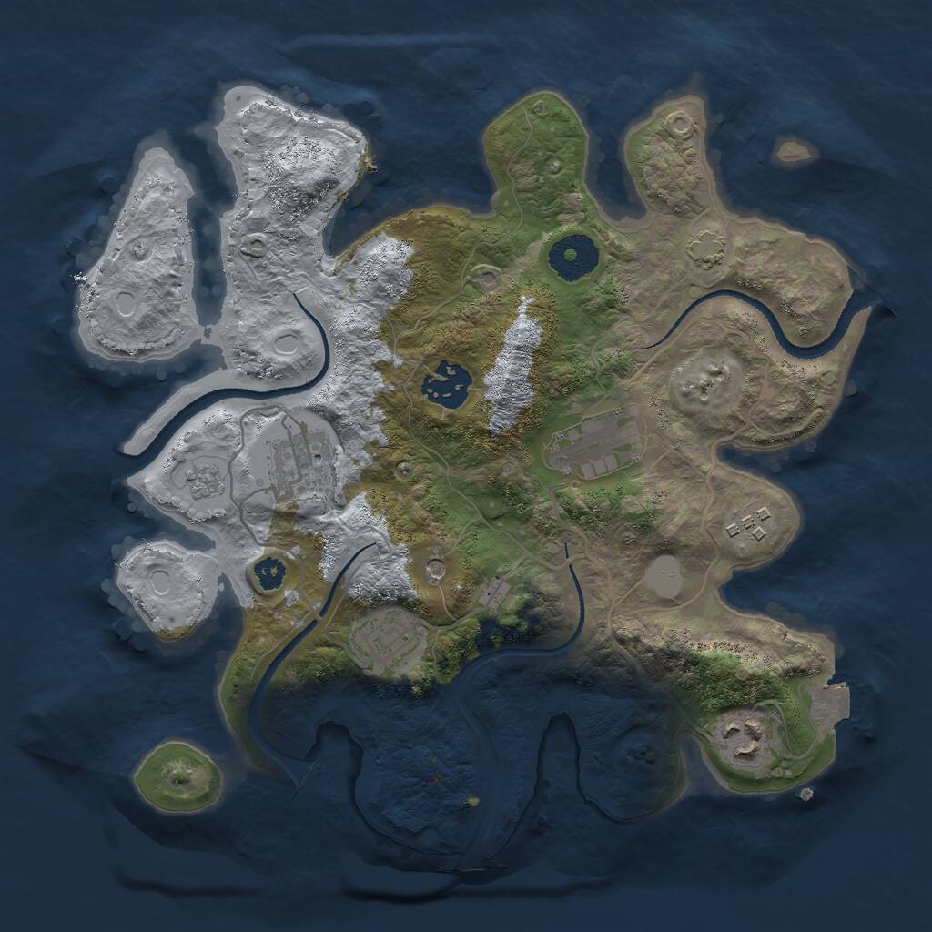Rust Map: Procedural Map, Size: 3000, Seed: 148888, 10 Monuments