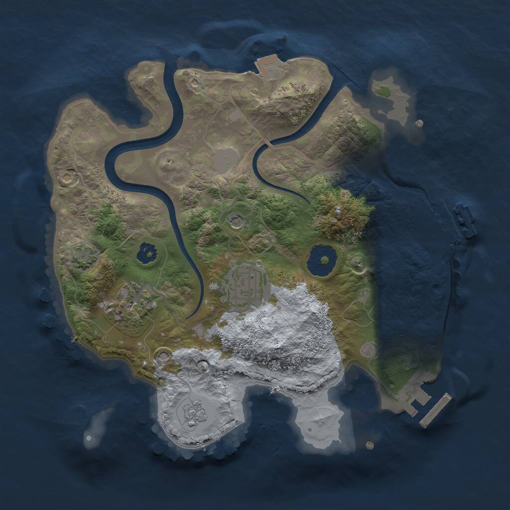 Rust Map: Procedural Map, Size: 2500, Seed: 3453656, 8 Monuments