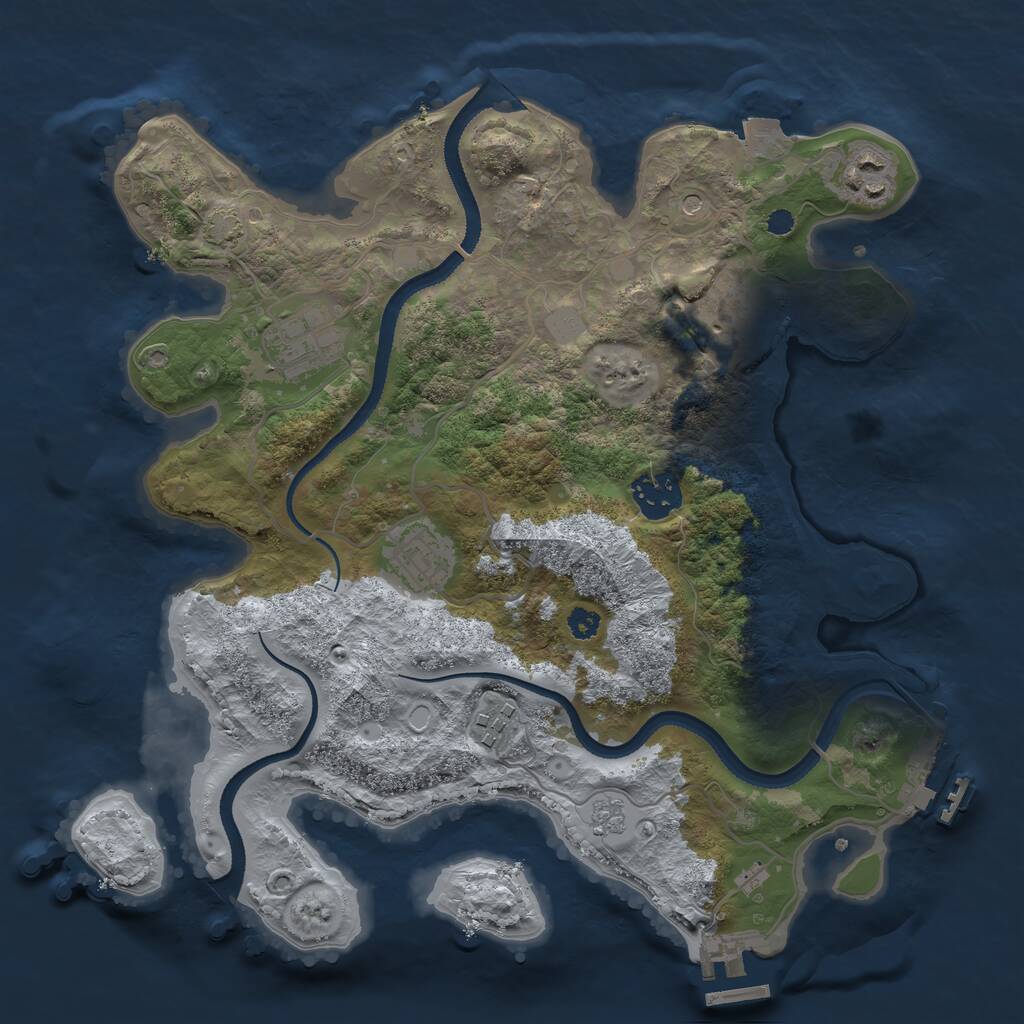 Rust Map: Procedural Map, Size: 3200, Seed: 1283379592, 12 Monuments