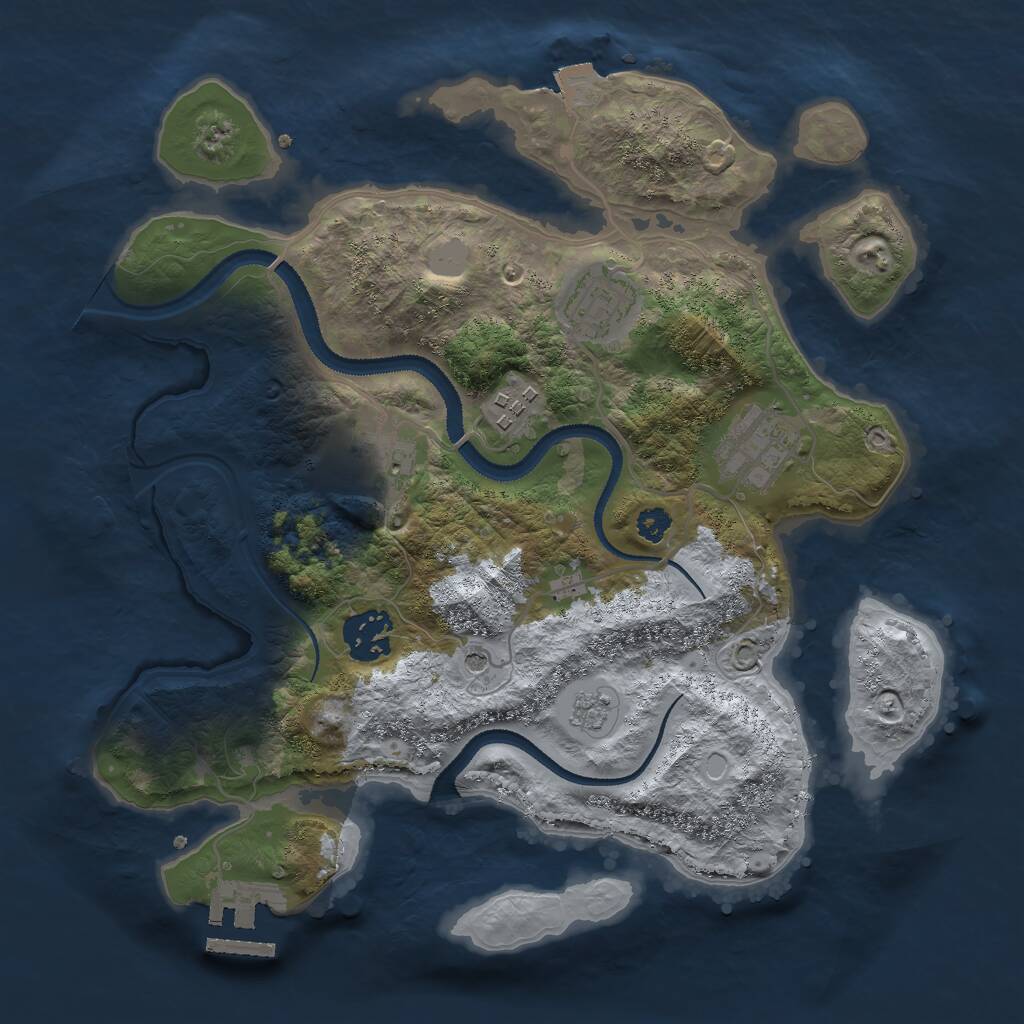 Rust Map: Procedural Map, Size: 3000, Seed: 1623904256, 9 Monuments